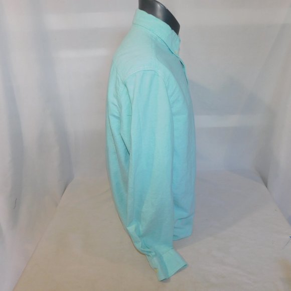 CHAPS Mens M Seafoam Aqua Long Sleeve Button Down Shirt 100% Cotton - Picture 10 of 10
